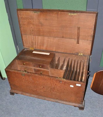 Lot 469 - 19th century oak ";Parish chest"; with fitted drawers and stationery racks to the interior