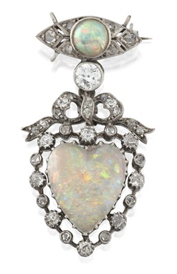 Lot 2308 - An Opal and Diamond Brooch/Pendant