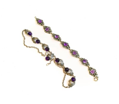 Lot 208 - An amethyst necklace, length 40.5cm; and an...