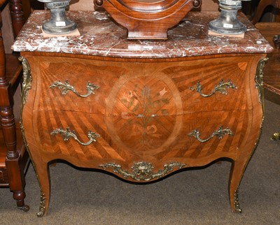 Lot 1236 - A 20th century French Kingwood marquetry bombe...