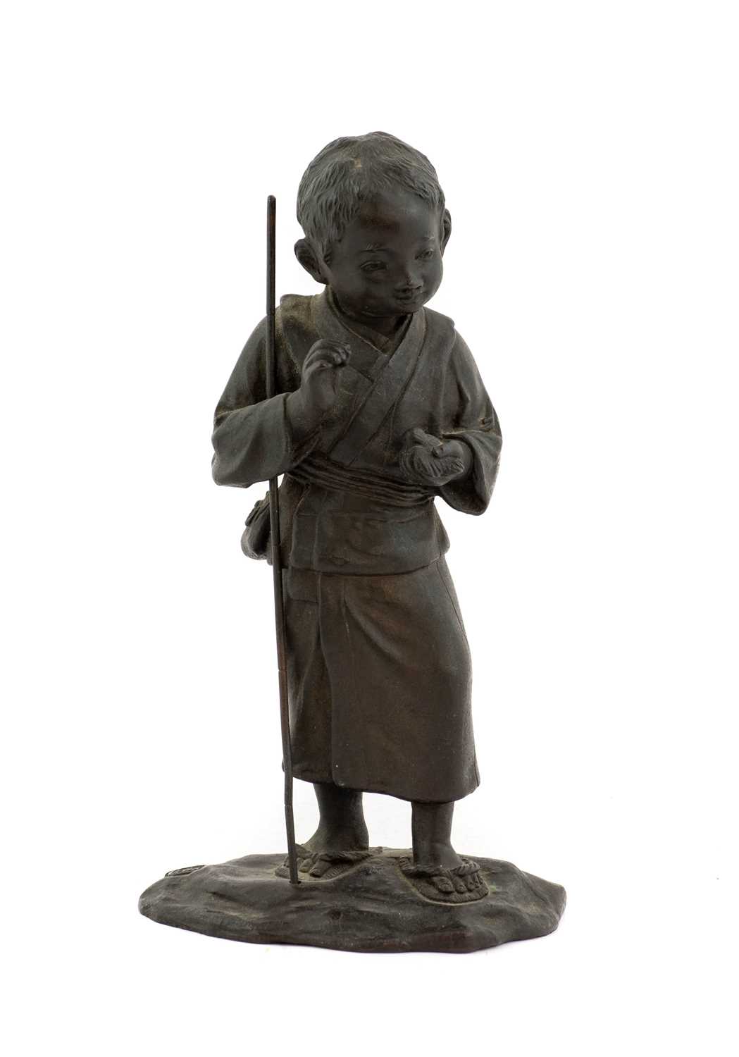 Lot 161 - A Japanese Bronze Figure of a Young Boy, Meiji...