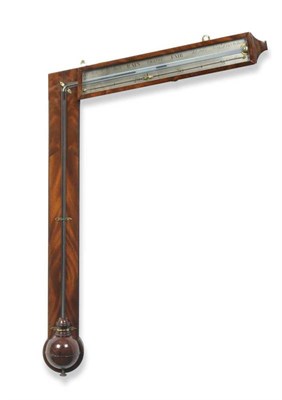 Lot 1074 - A Good Mahogany Angle Barometer, signed L Bellatti, Grantham, circa 1825, figured case with visible