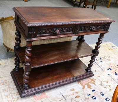 Lot 1123 - A carved oak two-tier buffet, 115cm by 45cm by...