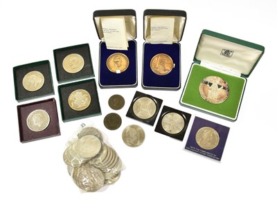 Lot 435 - Commemorative Medals and Crowns, to include:...