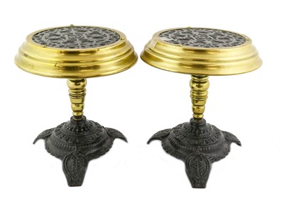 Lot 179 - A Pair of Cast Iron and Brass Kettle Stands,...