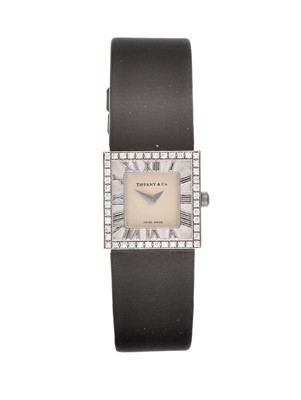 Lot 2213 - Tiffany & Co: A Lady's 18 Carat White Gold Diamond Set Wristwatch