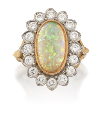 Lot 2288 - An Opal and Diamond Cluster Ring