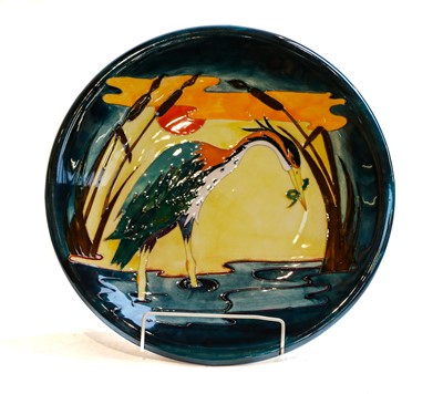 Lot 90 - A modern Moorcroft pottery charger, Heron by...