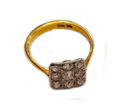 Lot 164 - A diamond cluster ring, stamped '18CT', finger...