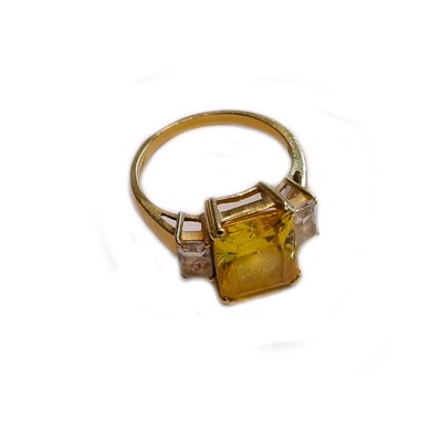 Lot 192 - A 14 carat gold yellow beryl and white stone...