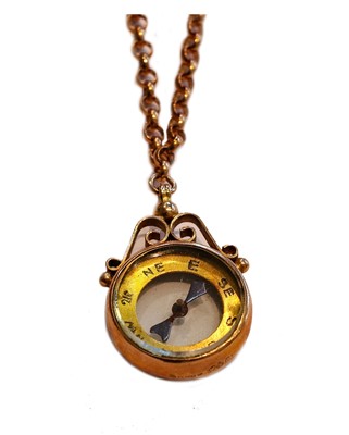 Lot 197 - A compass pendant on chain, chain length 36cm