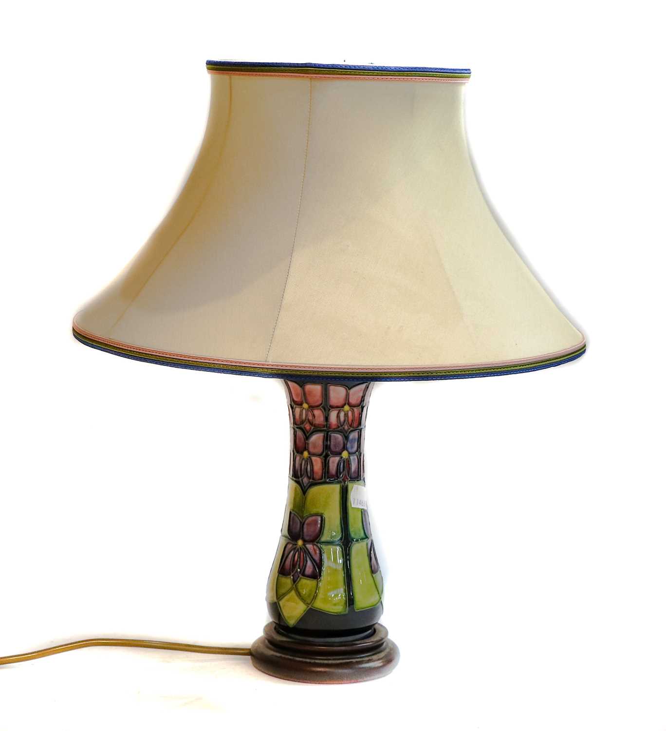 Lot 87 - A modern Moorcroft tablelamp, Violets by Sally...