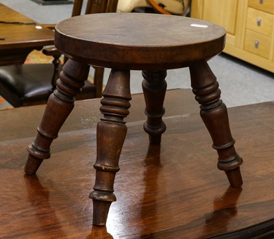 Lot 1089 - A 19th century yew wood footstool