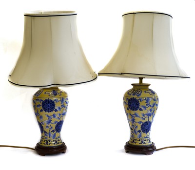 Lot 409 - A pair of modern Chinese yellow ground...
