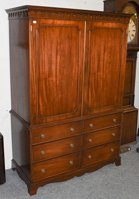 Lot 1078 - A reproduction mahogany linen press, 128cm by...