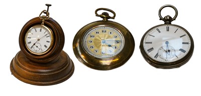 Lot 142 - A gold plated pocket watch, movement stamped...
