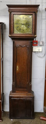 Lot 1193 - An oak thirty hour longcase clock, 12" square...