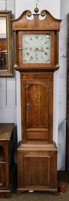 Lot 1197 - An oak thirty hour longcase clock, 12" square...