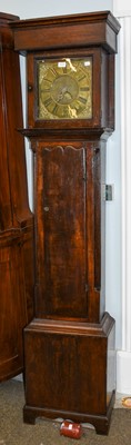 Lot 1300 - An oak thirty hour longcase clock, 11" square...