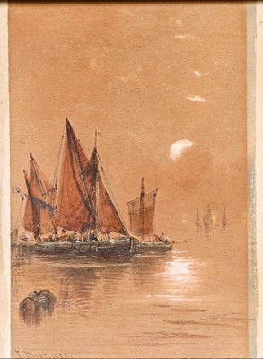 Lot 1031 - T. Mortimer (19th century) Sailboats in calm...