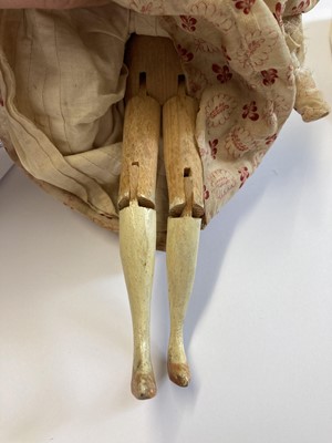 Lot 2264 - Circa 1830 Grodnertal Doll with black painted...