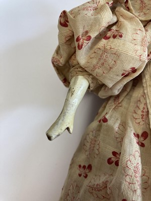 Lot 2264 - Circa 1830 Grodnertal Doll with black painted...