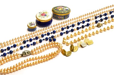 Lot 208 - A pair of 9 carat gold cufflinks; a pair of...