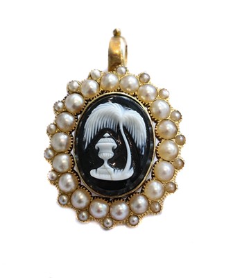 Lot 180 - A cameo mourning pendant, circa 1900, the...