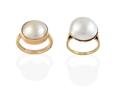 Lot 2363 - A 9 Carat Gold Mabe Pearl Ring and A Mabe Pearl Ring