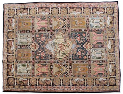 Lot 1079 - Tabriz Carpet Persian Azerbaijan The compartmentalised polychrome field with garden scenes and...