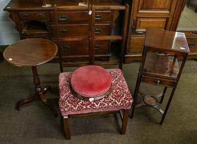 Lot 1203 - A George III mahogany dressing stool (later...