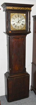 Lot 1079 - Oak eight day longcase clock circa 1780, 13¼"...