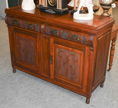 Lot 1069 - A walnut sideboard with Art Nouveau style...