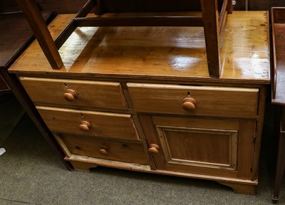 Lot 1214 - A Victorian pine enclosed dresser with four...