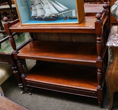 Lot 1235 - A Victorian mahogany three tier buffett, with...