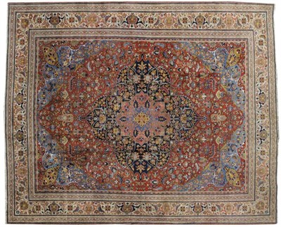 Lot 1080 - Good Tabriz Carpet of Unusual Size Persian Azerbaijan The terracotta field of floral vines...