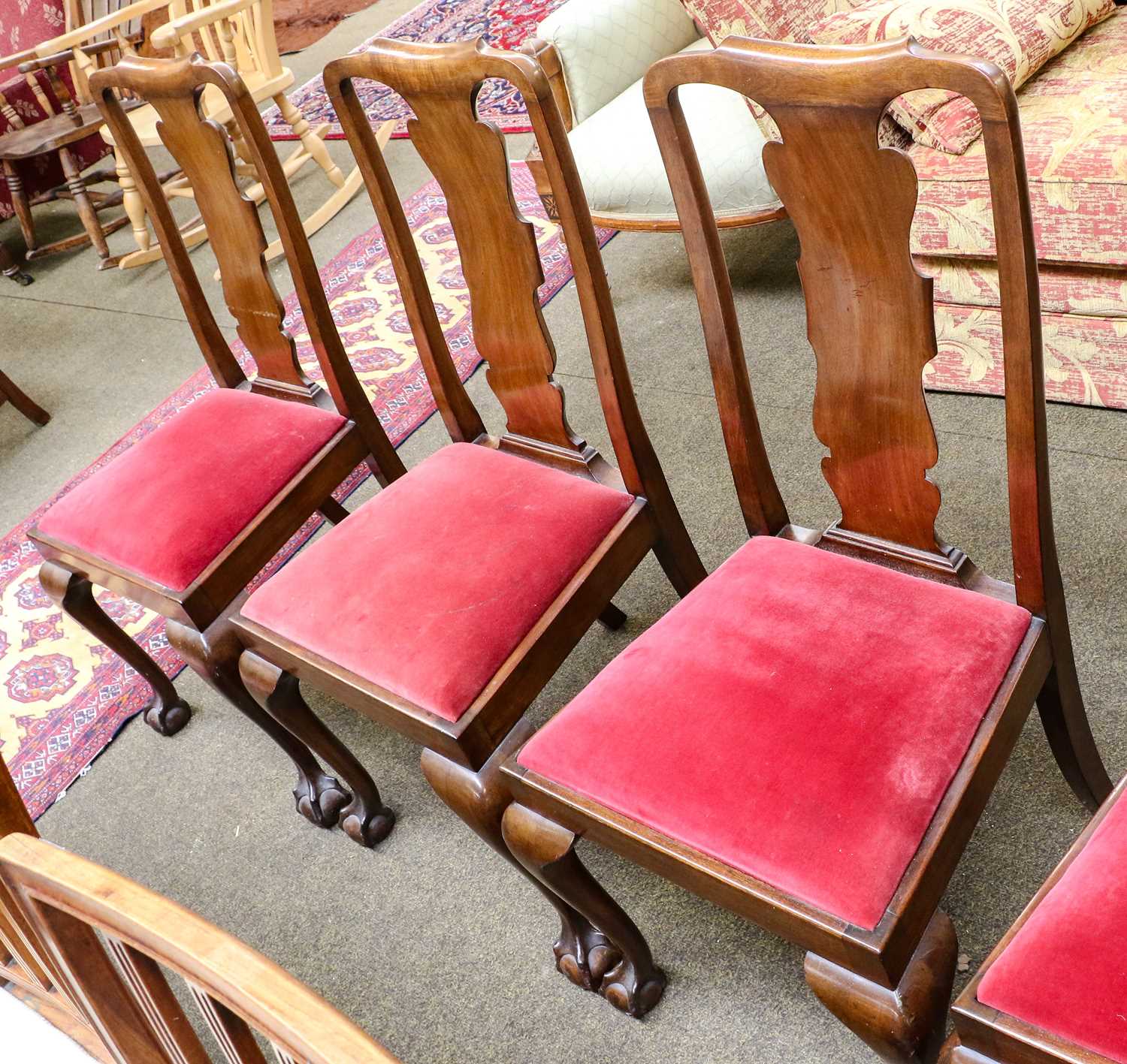 Lot 1255 Set of four mahogany dining chairs with