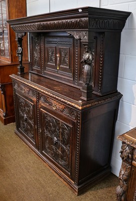 Lot 1317 - 19th century carved oak court cupboard in...