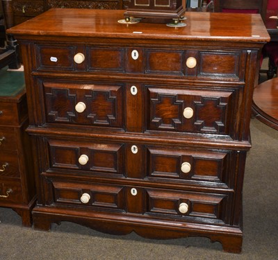 Lot 1280 - A 19th century oak four height chest of...