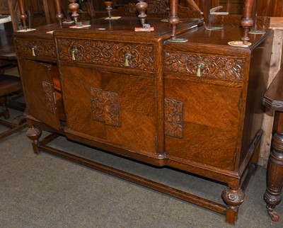 Lot 1288 - Art Deco oak six piece dining suite comprising...