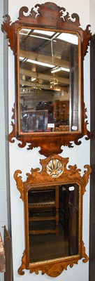 Lot 1305 - Georgian fret carved mahogany pier mirror with...