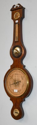 Lot 1395 - A mahogany 10'' dial wheel barometer, signed...