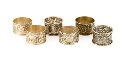 Lot 2181 - Six Chinese Export Silver Napkin-Rings