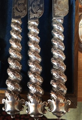 Lot 87 - A Cased Set of Eighteen Silver Handled Fruit...