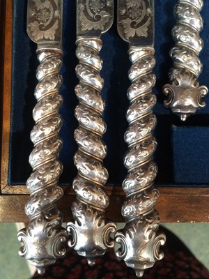 Lot 87 - A Cased Set of Eighteen Silver Handled Fruit...