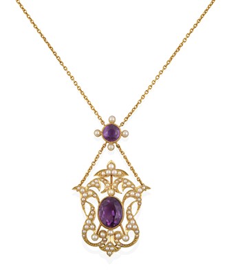 Lot 2312 - An Amethyst and Split Pearl Necklace