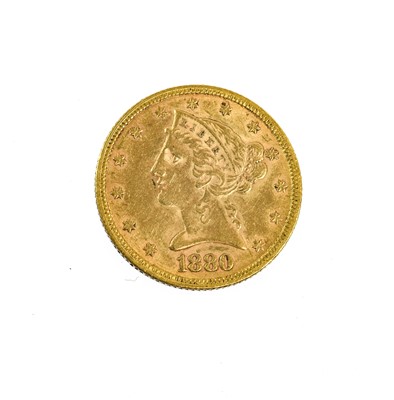 Lot 353 - USA, Gold 'Half Eagle' $5 1880, obv. coronet...