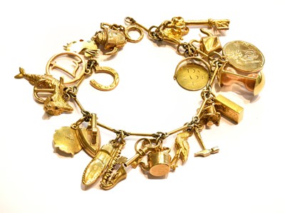 Lot 160 - A fancy link bracelet, stamped '9CT', hung...