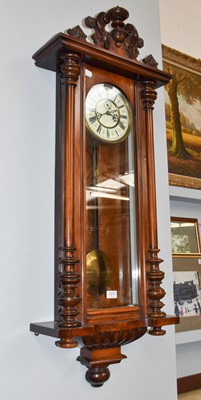 Lot 1273 - A Vienna type double weight driven wall clock,...