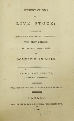 Lot 42 - CULLEY (George) Observations on Live Stock,...
